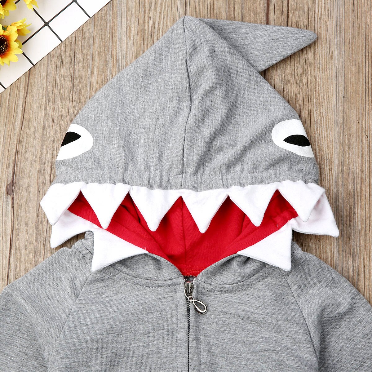 Herbst Winter Kinder Baby Jungen Shark Hoodies Kostüm Lange Ärmel Reißverschluss Strampler Overall Kleinkind Infant Jungen Kleidung Outfits
