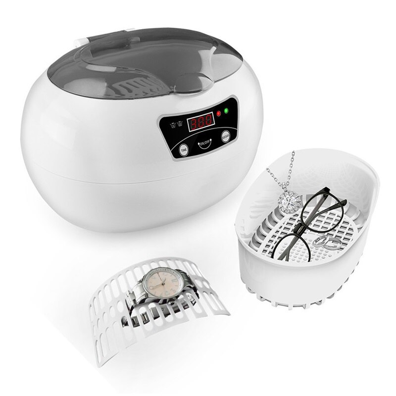 Mini bærbar ultralydvasker ultralydrenseenhet for briller smykker halskjede proteser ringklokke 40 khz 600ml