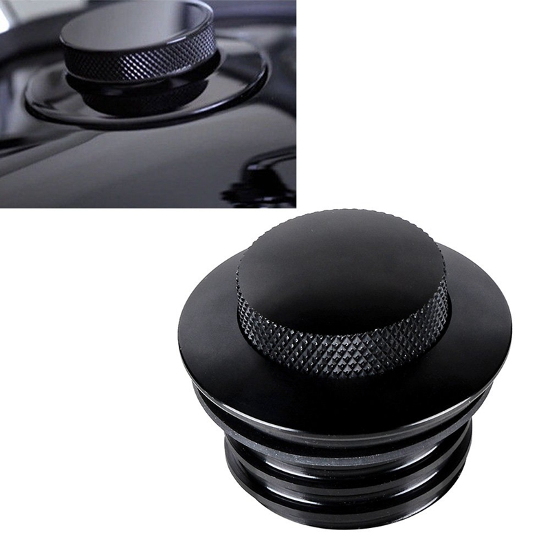 Flush Pop-Up Reservoir Gas Cap Vented Fuel Tank Screw For Harley-Davidson Black: Default Title