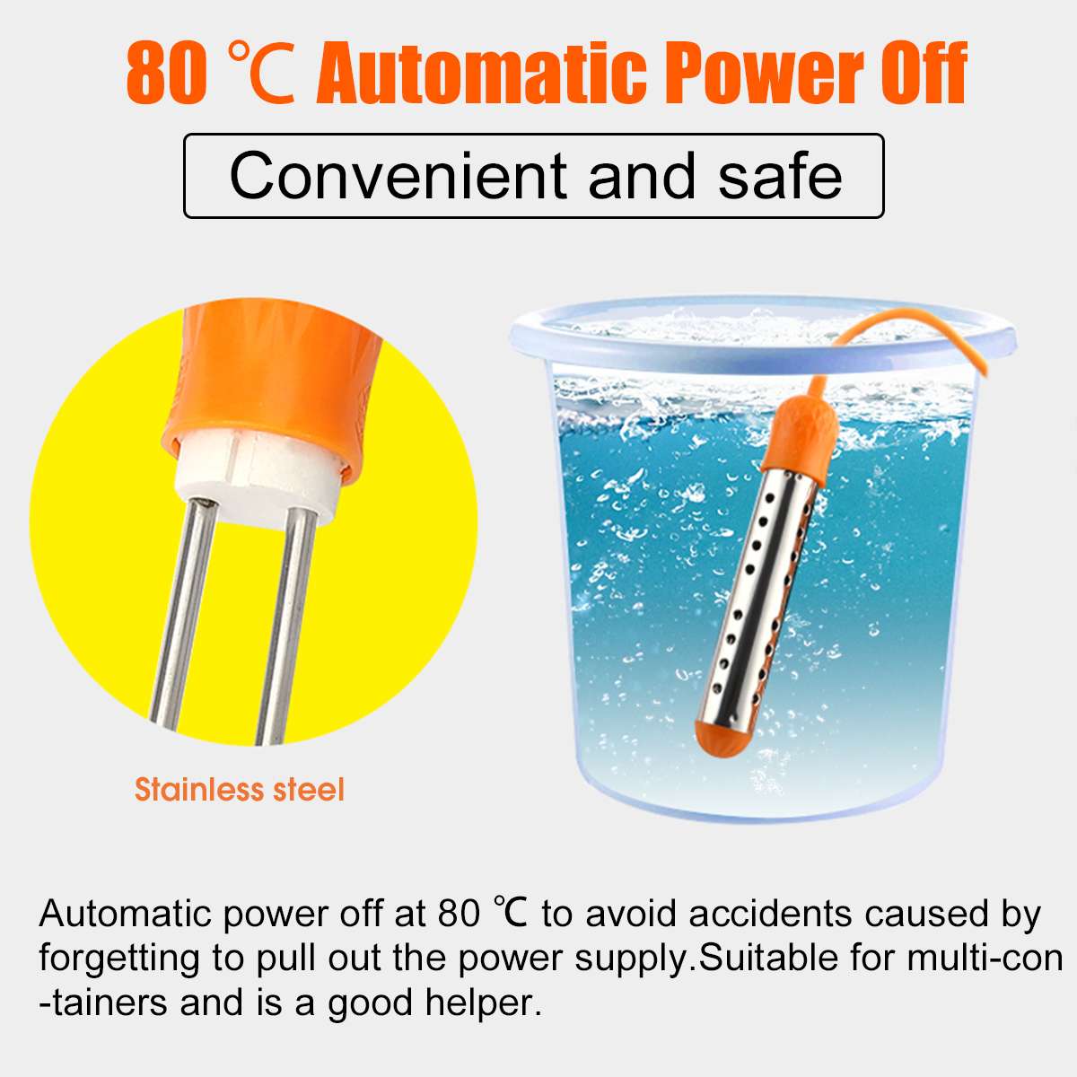 3000W Floating Electric Heater Boiler Water Heating Element Auto Power Off Immersion Suspension Bathroom Swimming Pool 220V