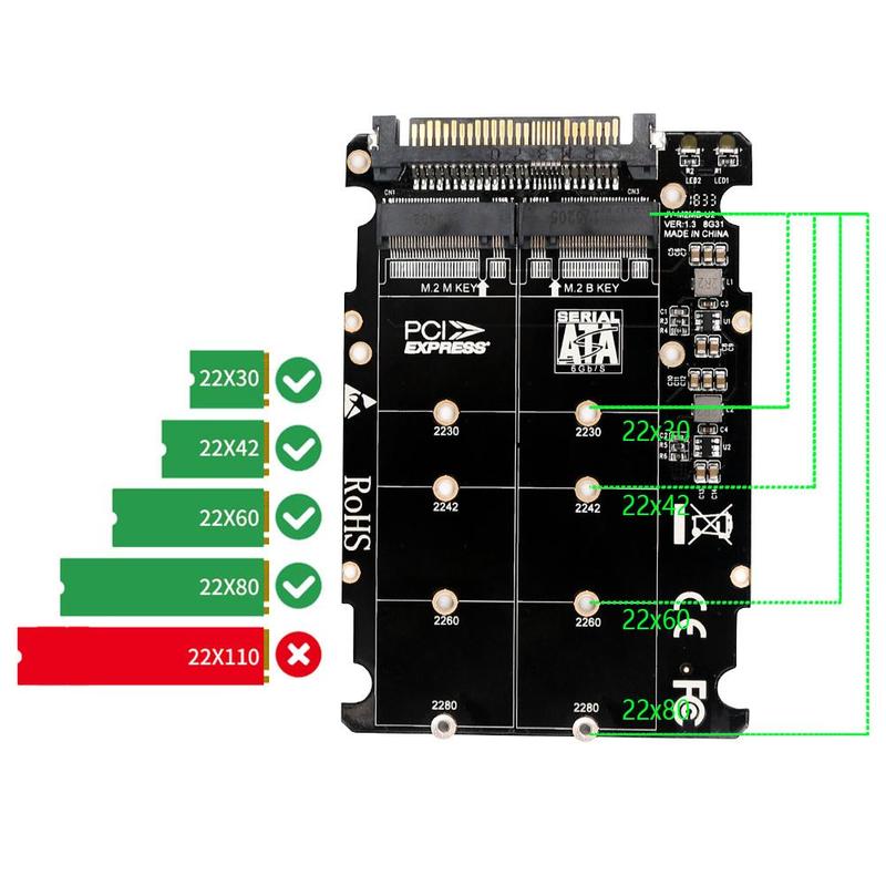 Adattatore SSD M.2 a U.2 2in1 M.2 NVMe e SATA-Bus NGFF SFF-8639 convertitore adattatore PCIe SSD M2 20 PCI-e S30 U.2 Dropshipping V9N6