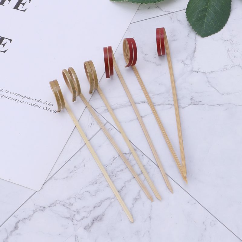 100 Stuks Vingers Wegwerp Bamboe Fruit Dessert Vork Teken Cocktail Sticks Tandenstokers Wedding Party Drink Decor