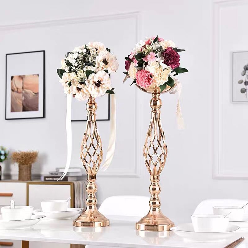 Gold Candle Holders Flowers Vase Dining Table Candlestick Centerpieces Road Lead Candelabra Wedding Party Porps Home Decoration