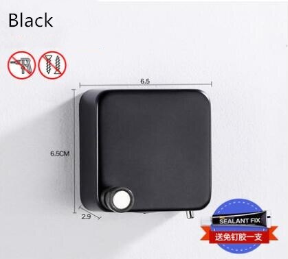 Portable Stainless Steel Retractable Clothesline Indoor Outdoor Laundry Hanger Clothes Dryer Organizer Clothes Drying Rack Rope: black