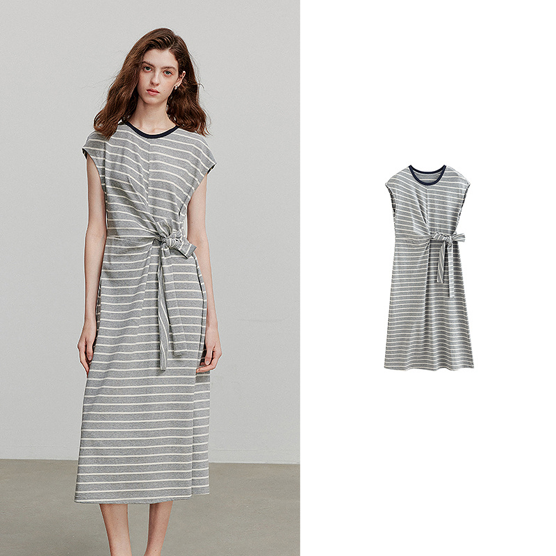 TOYOUTH Women Dress Summer Short Sleeve Casual Dress 8529051: S / GRAY