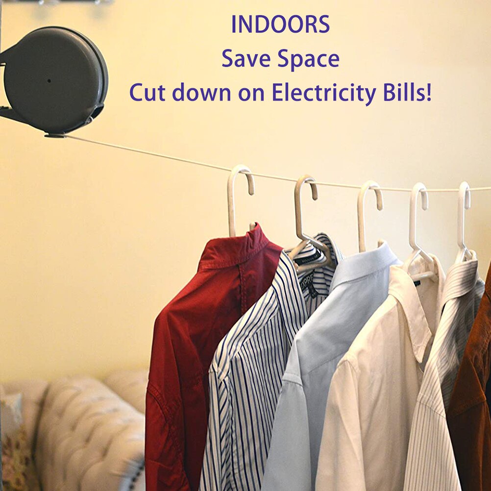 Retractable Clothesline Portable Heavy Duty Outdoor Travel Indoor Outdoor Single Clothes Drying Rack PVC Retracting Clothes Line