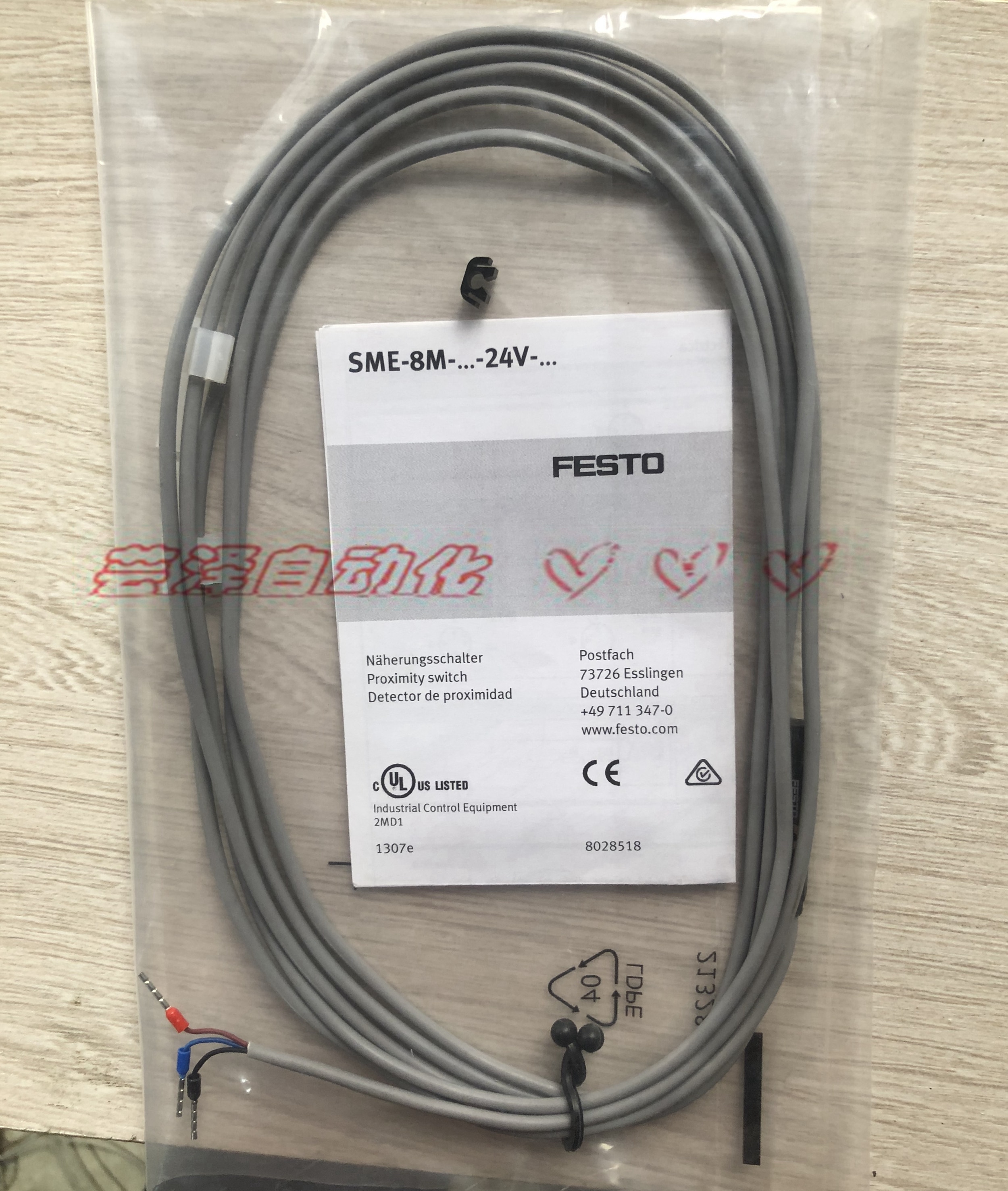 1 pcs 150855 FESTO pneumatic cylinder magnetic switch SME 8 K LED 24 e sensor three core proximity switch