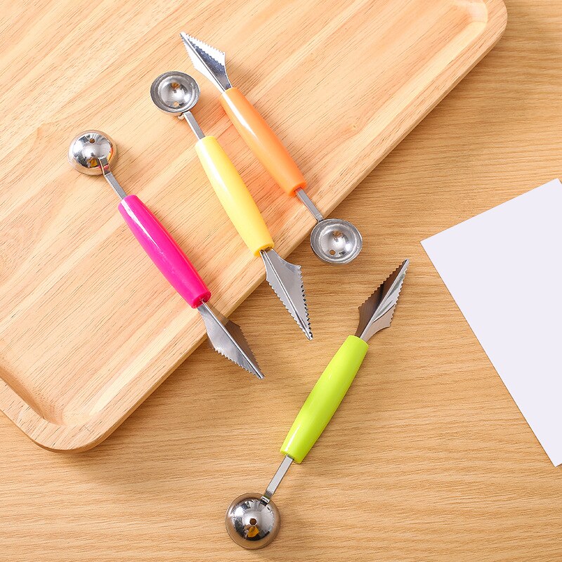 Double Head Fruit Platter Carving Tools Fruit Knife Apple Divider Multi Function Fruit Cutting Digging Ball Spoon