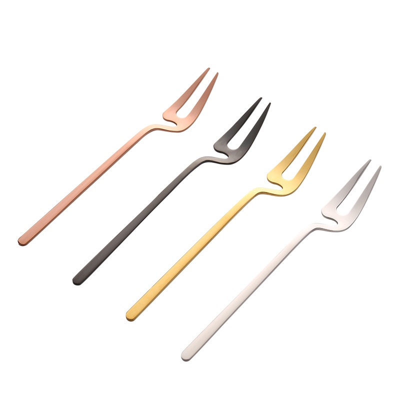 4 Pcs Stainless Steel Coffee Spoon Dessert Fork Long Handle Hanging Wall for Dessert Pizza Cake Steak P7Ding