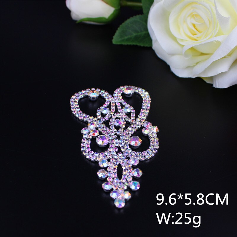 couture sur Bling fleur strass Applique argent cristal Applique soirée robes de mariée bricolage décoration