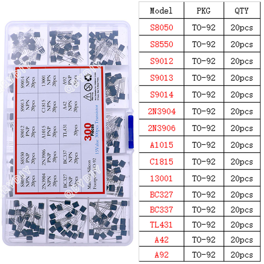 TO-92 TO-92L TO-126 TO-220 Serie Mosfet Triodo Tiristor PNP NPN Transistor Surtido Kit Caja: Oro
