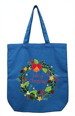 34*39Cm Halffabrikaten Leuke Kerst Kleur Canvas Tas Borduren Kit Handwerken Sets Voor Beginner Handgemaakte Canvas bag Xmas: wreath1