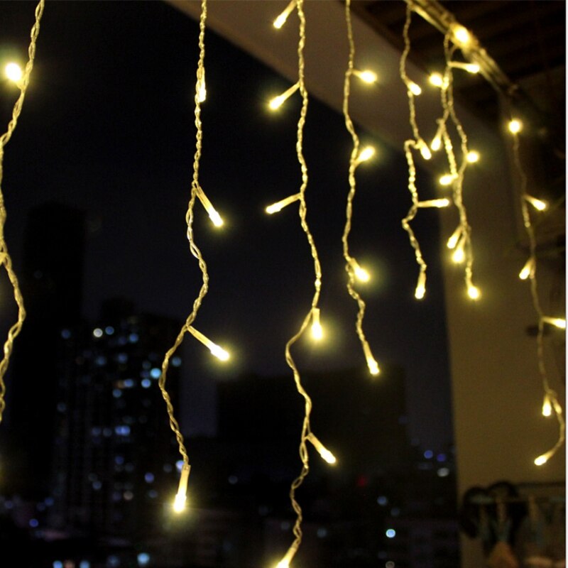 Waterproof Christmas Lights 5M Droop 0.4-0.6m Outdoor Icicle String Lights for Garden Mall Eaves Balcony Fence House Decoration: Warm White / 110V US Plug