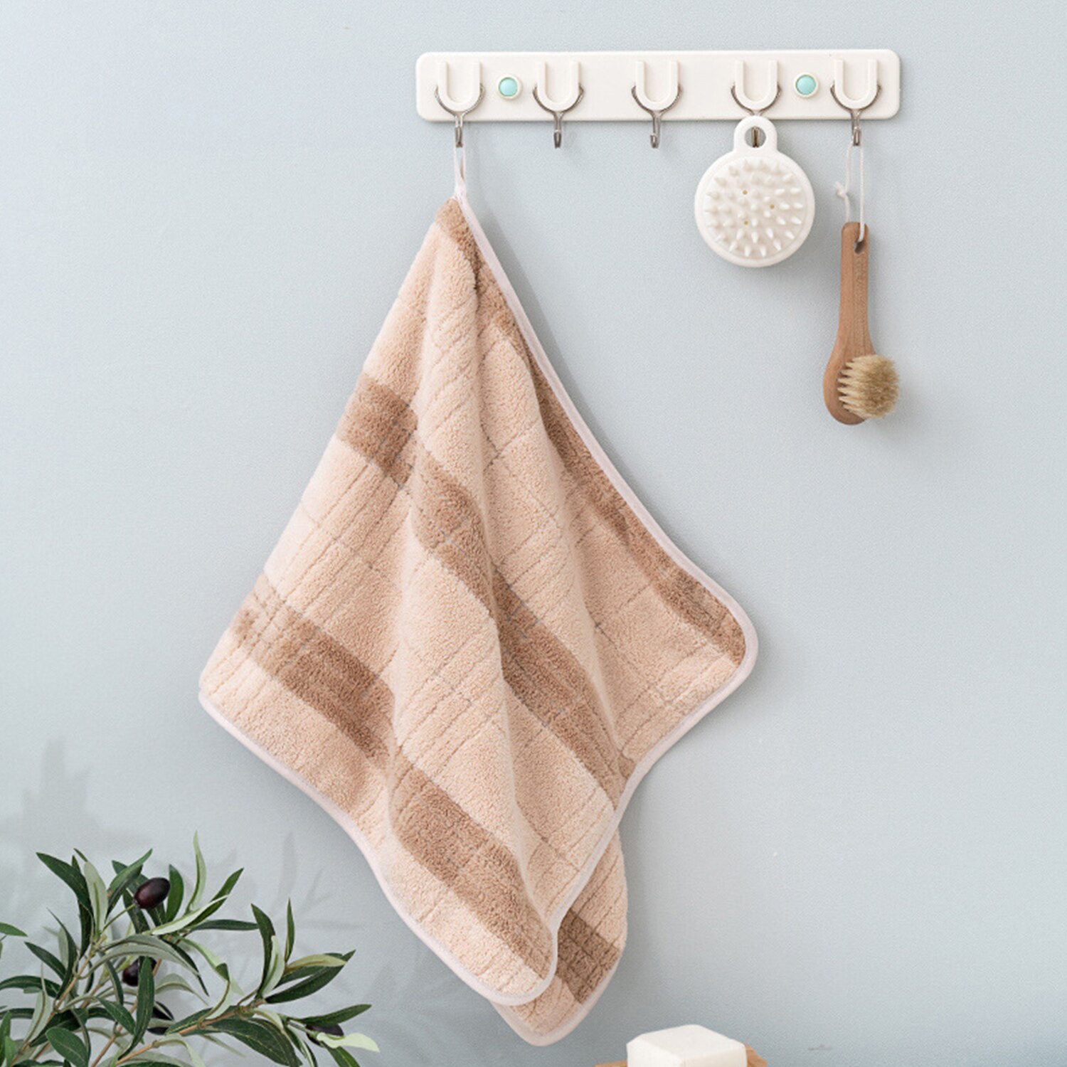 Badrum duschhanddukar mjuk korall fleece strandhanddukar vattenabsorberande snabbtorkande multifunktionella plyschhanddukar för spahotell hem: Kaki