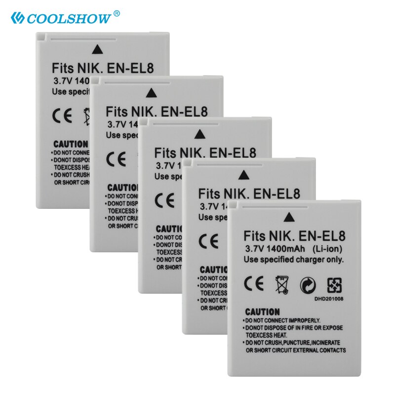EN EL8 ENEL8 Battery 1400mAh for Nikon COOLPIX P1 P2 L1 L2 S1 S2 S3 S4 S5 S6 S7 S7C S8 S9 S51 S50 S52 EN-EL8 Camera Batteries