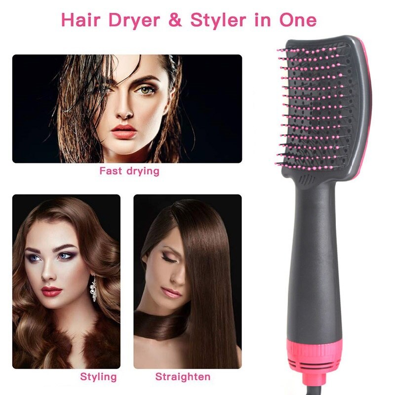 2 In 1 Hair Dryer Brush Air Brush Wet And Dry Volumizer Blow Straightener Curler Curling Iron Hair Styler Comb