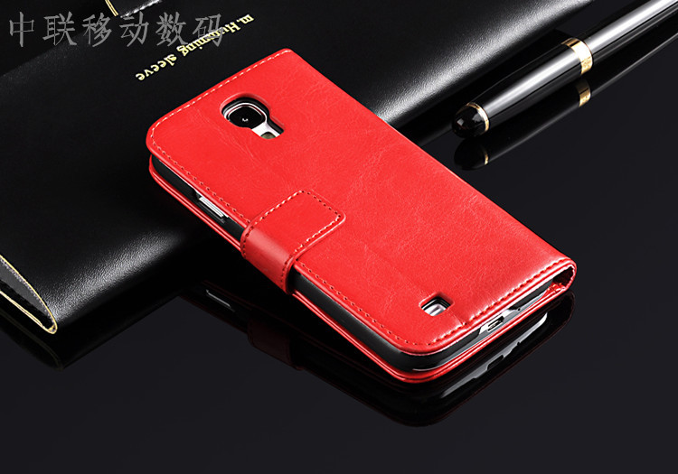 S4 case Gloednieuwe Originele mobiele Telefoon case Flip Portemonnee lederen Case Cover Voor Samsung Galaxy S4 I950 I9500: Rood