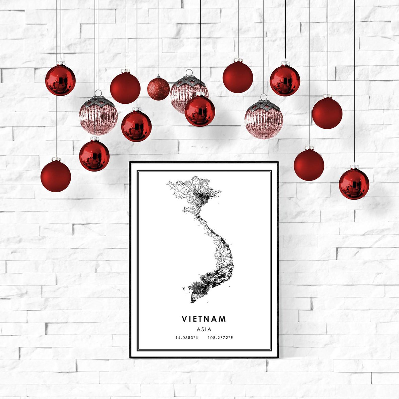 Vietnam map print poster canvas | Vietnam Street map | Vietnam city map print poster canvas
