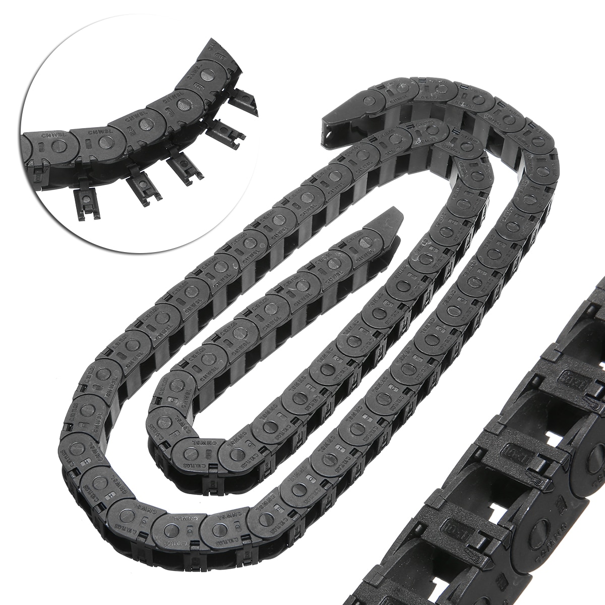 Sort mini energikæde 10*11mm nylon træk kæde 3d printer tank kædelængde 1m lang til cnc værktøjsmaskine