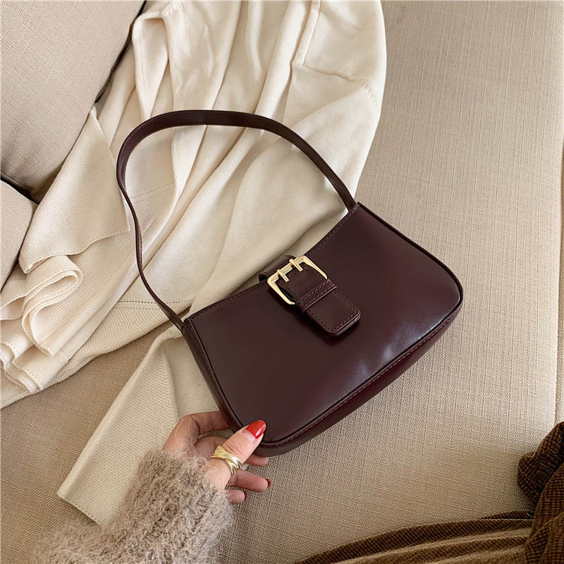 Luxury PU Leather Women Bag Vintage Handbags Baguette Shoulder Bags Casual Mini Evening Clutch Tote Female Simple: Coffee handbag