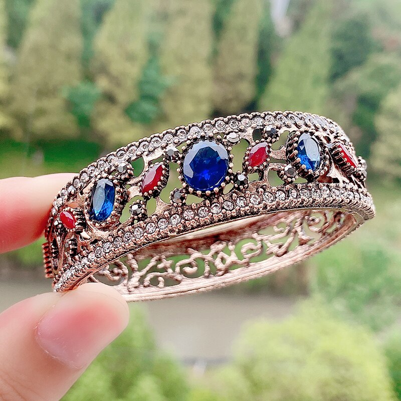 Kinel Vintage Turkse Armbanden Ronde Resin Manchet Armbanden Voor Vrouwen Antiek Goud Kleur Banquent Sieraden Dames Favoriete