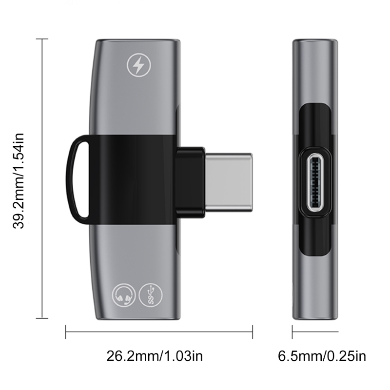 1 auf 2 USB-C-Adapter, Typ-C-Stecker auf 2 Typ-C-Buchsen, Konverter, unterstützt gleichzeitiges und Kopfhörer
