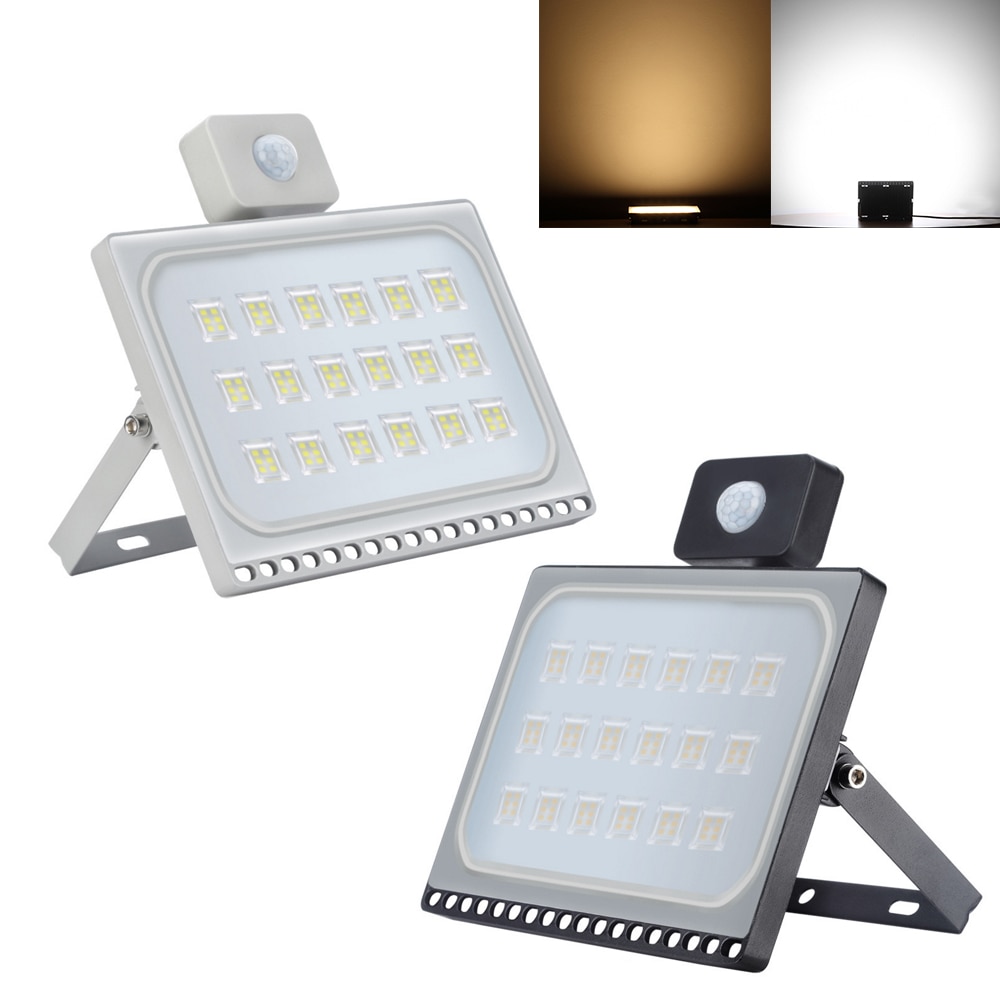 AC 220V LED Spotlight 10W 20W 30W 50W 100W Outdoor IP65 Waterproof Ultrathin Sensor LED Flood Light Garden Street Security Light