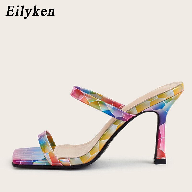 Eilyken Neue Farbe Serpentin hoch Hacke Frauen Pantoffel Sommer draussen Sandale hoch Hacke Frauen Sandale Dias größe 36-42