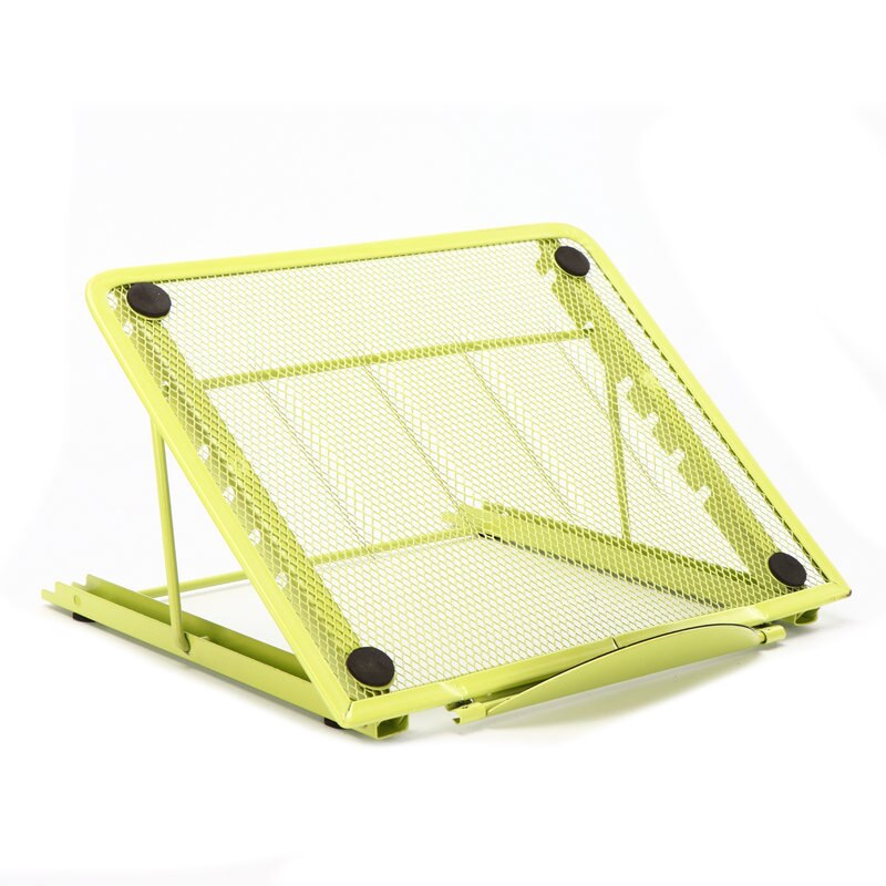 Mesh ventileret justerbar bærbar holder holder køler sammenfoldelig bærbar til bærbar notebook tablet justerbar notesbog stander: Grøn