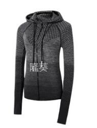 Otoño nueva mujer secado rápido deportes Yoga chaqueta Fitness manga larga cremallera sudadera gimnasio Running ropa deportiva sudaderas: Black / L