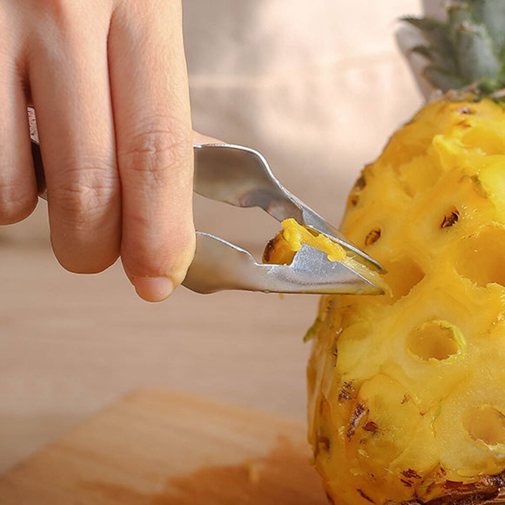 4 stuks roestvrijstalen ananasschiller, ontpitter, suikerrietmes, ontpitter, fruitsalade-gereedschap