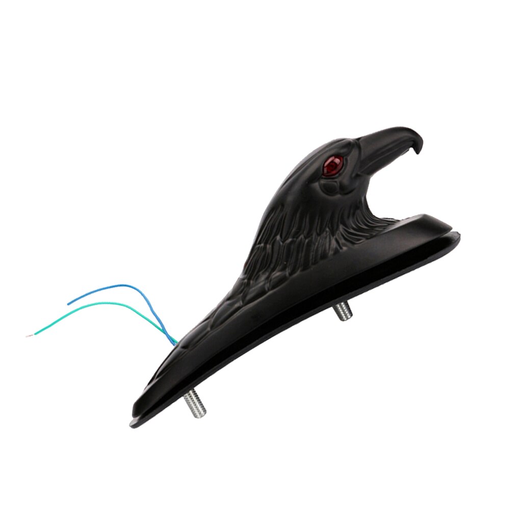Motorcycle Motorbike Eagle Head Ornament w/Red Lighted Eye Black Aluminum Front Fender