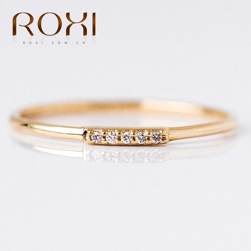 ROXI Einfache Einzigen Zirkon Stein Ringe für Frauen Hochzeit Schmuck Anillos 925 Sterling Silber Bague Ring Schmuckstück Femme Schmuck