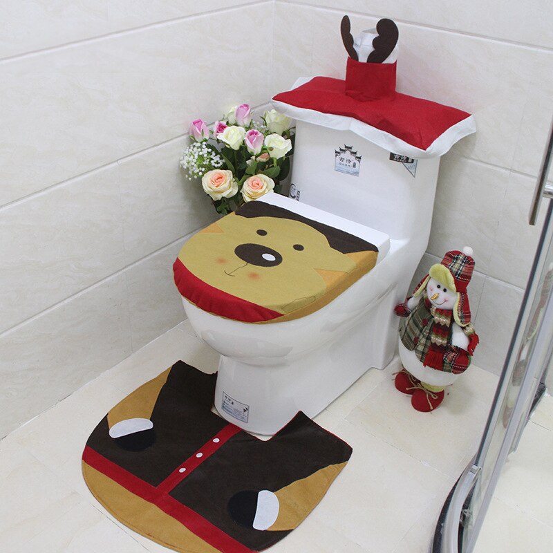 3 Stck Weihnachten Lieferungen Wc Dekoration Weihnachten Wc Badezimmer Dekoration Karikatur Wc Sitz Abdeckung Schlecht Zubehör