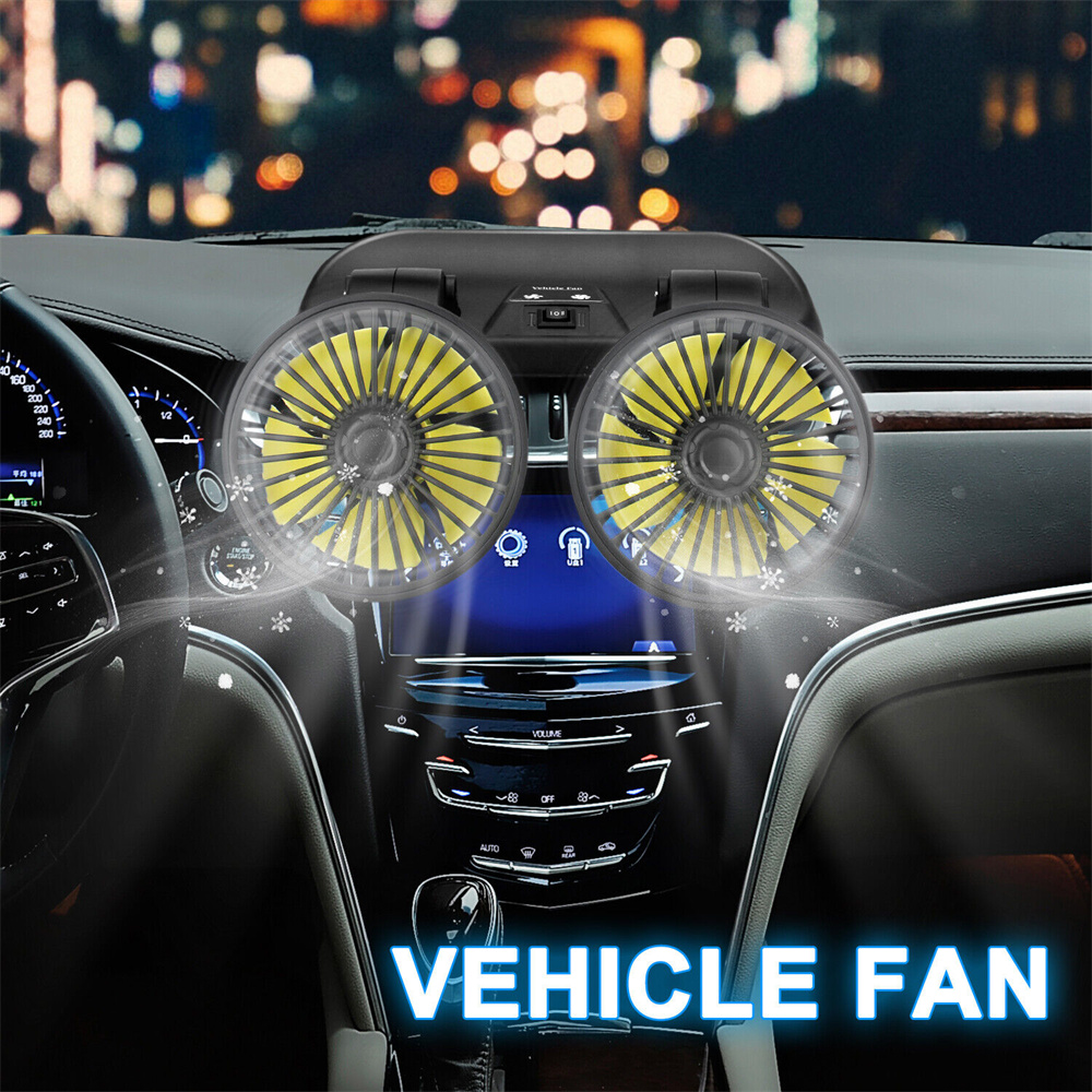 5v 12v 24v bärbar dubbelhuvudbilfläkt 360 graders rotation billuftkylningsfläkt usb luftcirkulationsfläktar för husbil lastbil