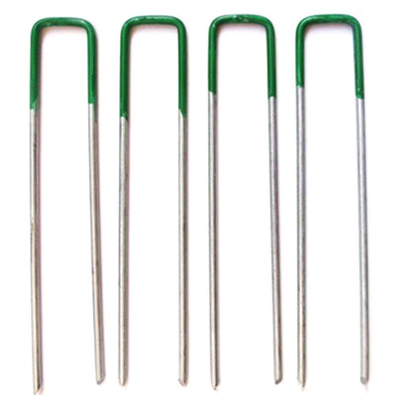 50PC Heavy Duty U-Shaped Garden Stakes Ground Grass Lawn Turf Galvanised Pegs Staples Fastening Nails Securing Pegs
