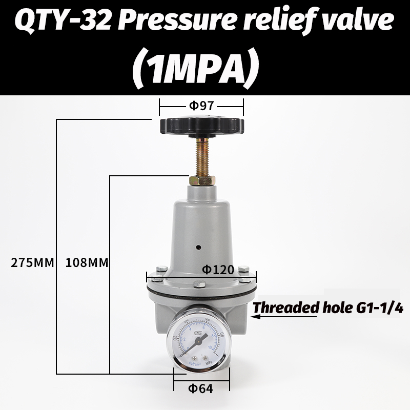 Pneumatische Qtyh Hoge Druk 0 ~ 40 Bar Luchtregelaar Met Meter Poort 1/4 3/8 1/2 2 Inch Bsp 1/2 "Qtyh QTY-08 10 15 20 25 32 40 50: Kaki