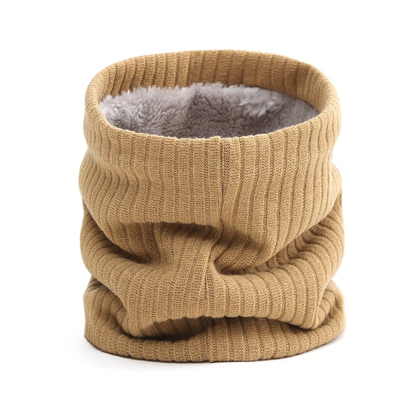 Unisex Winter Scarf Knit Solid Women Ring Neck Scarves Thick Fur Bandana Cotton Men Outdoor Warm Soft Collar Wraps: WB3-5 camel