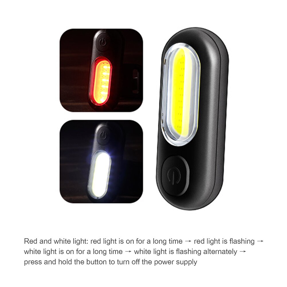 Feu arrière de vélo COB LED, 5 Modes, lampe de bicyclette, Rechargeable par USB, phare arrière de vélo vtt, lumière d&#39;avertissement pour casque de sécurité