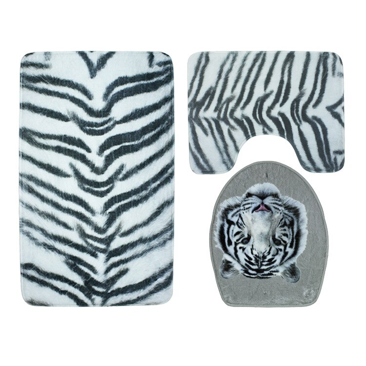 3Pcs/Set Bathroom Mats Non-Slip Carpets Zebra Pattern Mat Suede Water Absorbent Floor Rugs Bowl Toilet Cover Bath Decor Accessor: SY32