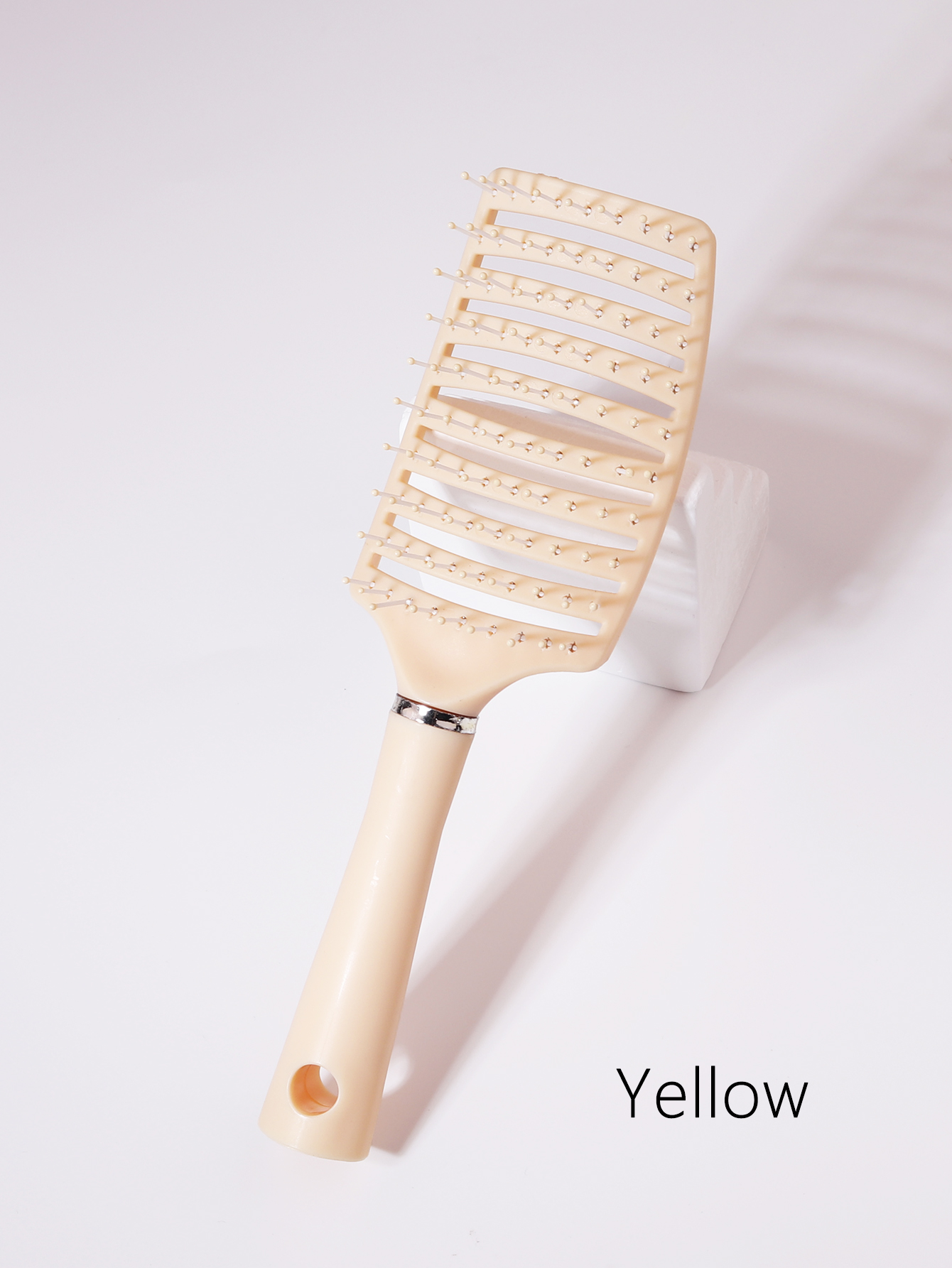 1 pieza de peine de masaje, cepillo de pelo ahuecado, peine de masaje del cuero cabelludo, herramienta de peinado de secado, especial para pelucas de cabello real: YELLOW