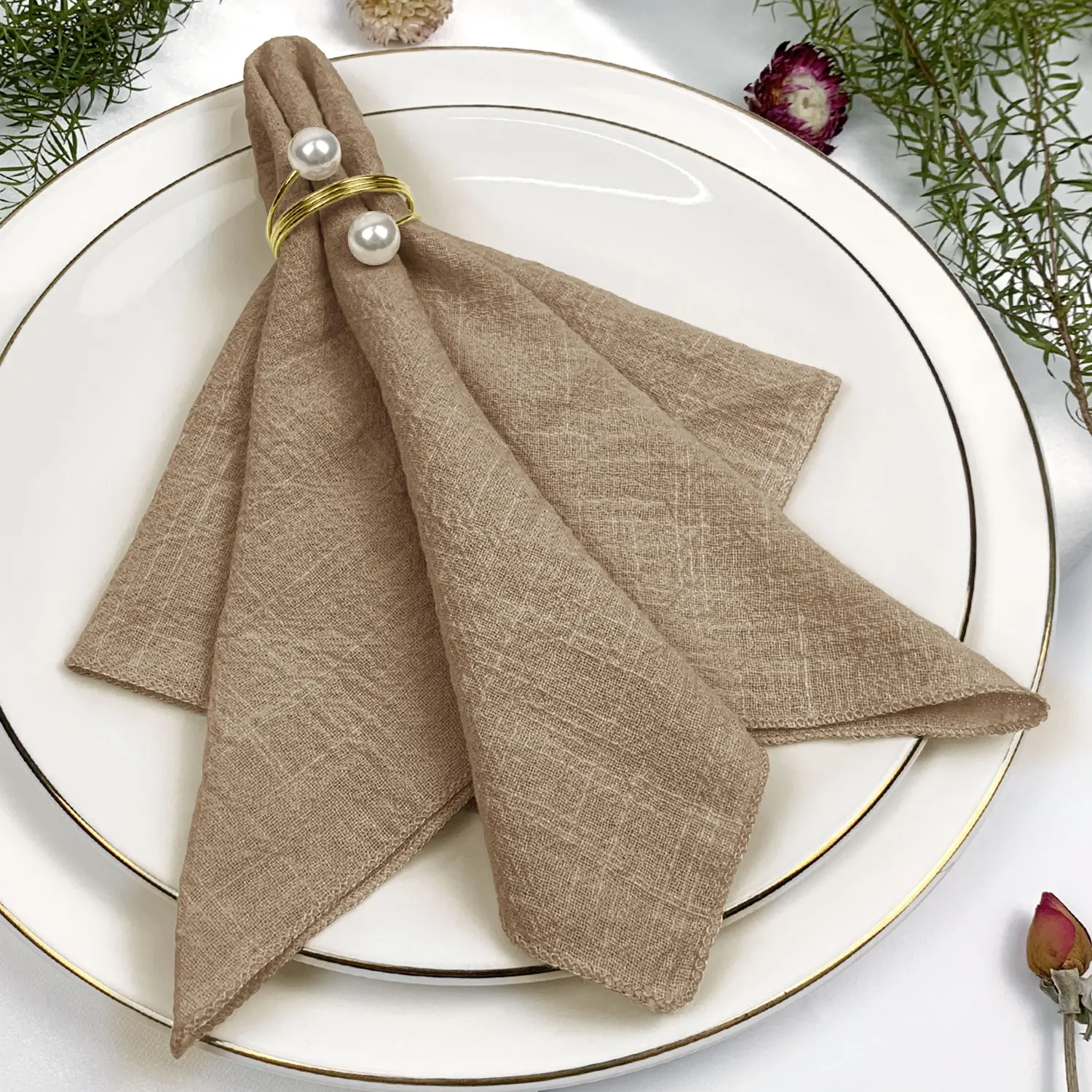 Set van 6 katoenen stoffen servetten gaas saliegroen 30x30cm voor bruiloft decoratie dagelijks gebruik diner theedoek tafel feestservetten: YELLOW