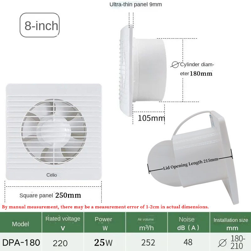 4/6/8Inch Extractor Ventilation Fan Exhaust Air Blower High Speed Bathroom Kitchen Toilet Air Vent Window Wall Fan Exhaust Fan: light green / AU