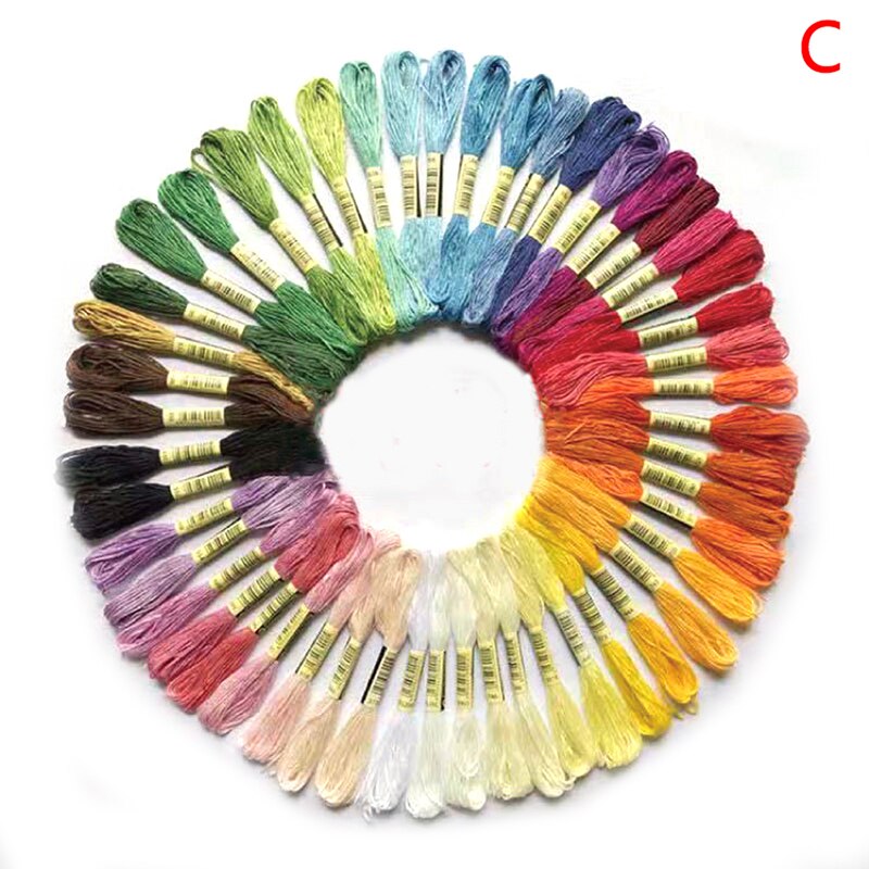 24-100pcs Random Color embroidery DIY Silk Line Branch Threads Similar Dmc Thread Floss Skein Cross Stitch Thread: C  50Colors
