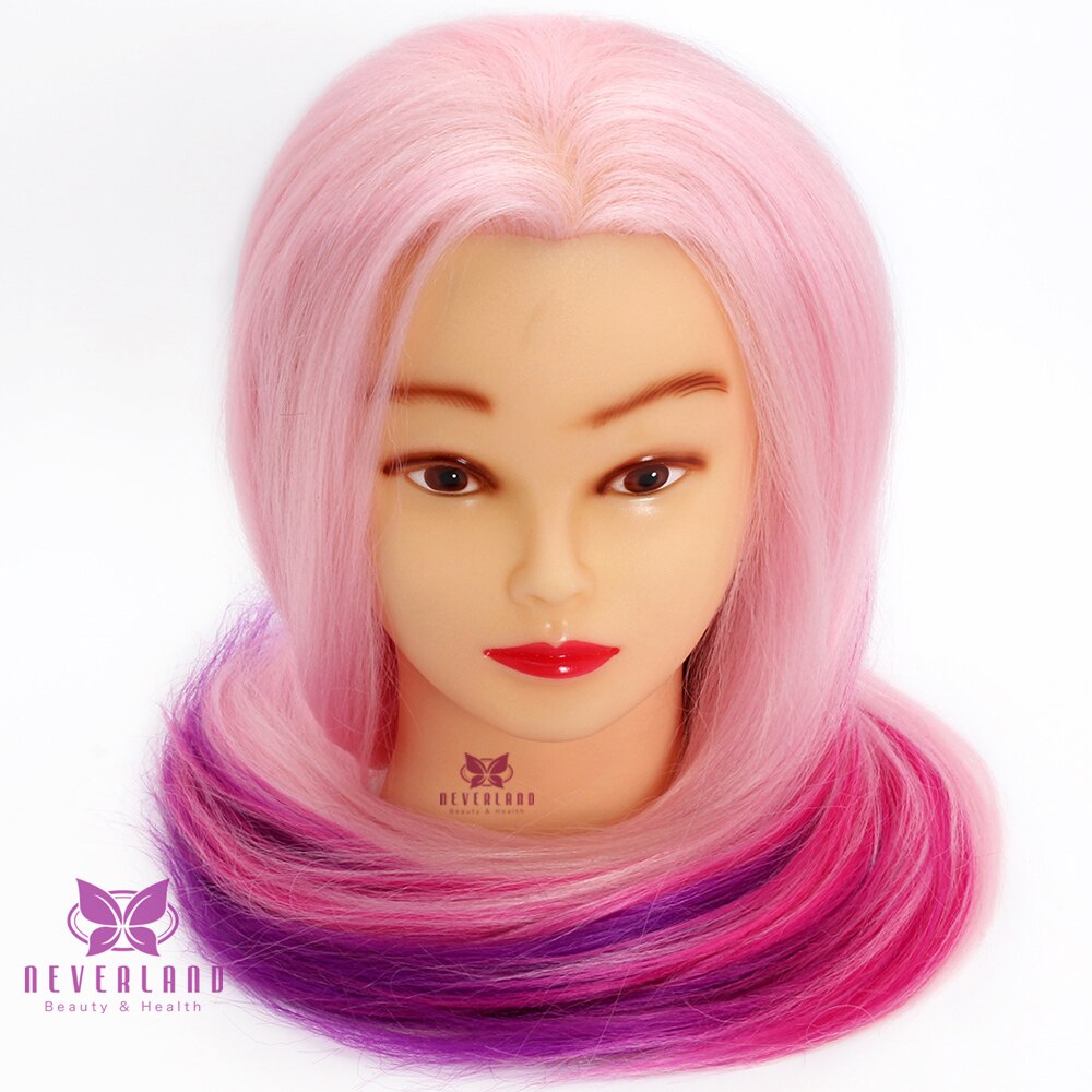 24'' Pink Salon Wig Head for Hairdressing Salon Training Head With Braid Set Barber Hair Braiding Doll + Clamp Dummy Doll