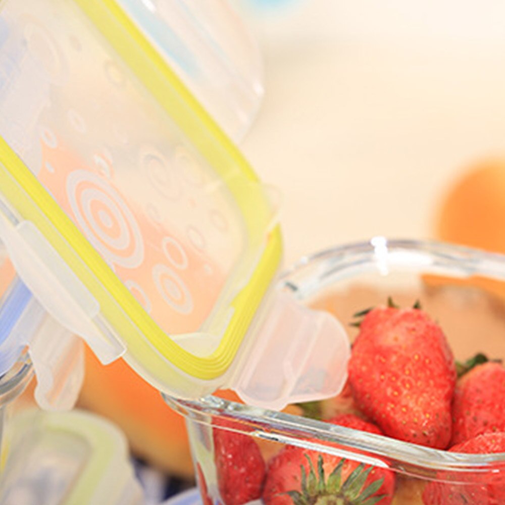 Glass Lunch Box Round Rectangle Transparent Blue Food Container Travel Portable Adults Kid Lunchbox Microwaveable