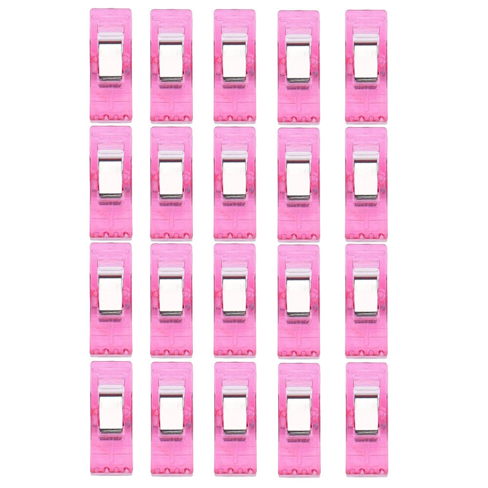 20Pcs/Set Sewing Craft Quilt Binding Plastic Clips Clamps Pack Clothespin Craft Decoration Clips Pegs: Hot Pink