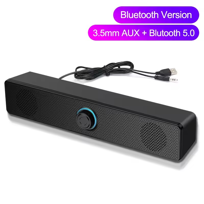 PC-soundbar Bekabelde en draadloze Bluetooth-luidspreker USB-aangedreven soundbar voor tv PC Laptop Gaming Home Theater Surround Audio-systeem: Zilver