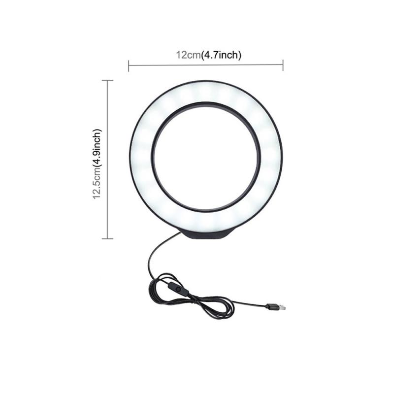 4.7 Inch Selfie Ring Licht Led Licht Invullen Zonder Statief Dimbare Monochroom Temperatuur Usb Opname Fotografie Video Licht