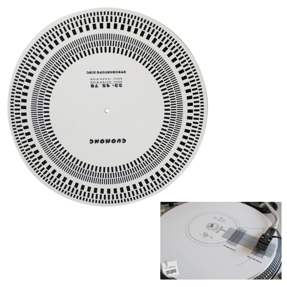 Turntable Speed Alignment Tool - White Round Acrylic Protractor for LP Vinyl Records
